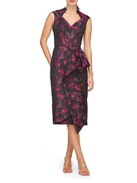 Kensley Floral Jacquard Midi Cocktail Dress