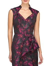 Kensley Floral Jacquard Midi Cocktail Dress