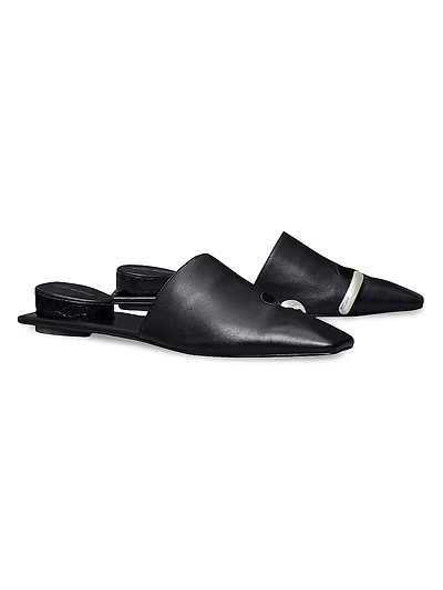 Pierced Leather Mules