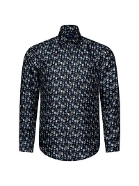 Slim-Fit Glass Print Silk Shirt