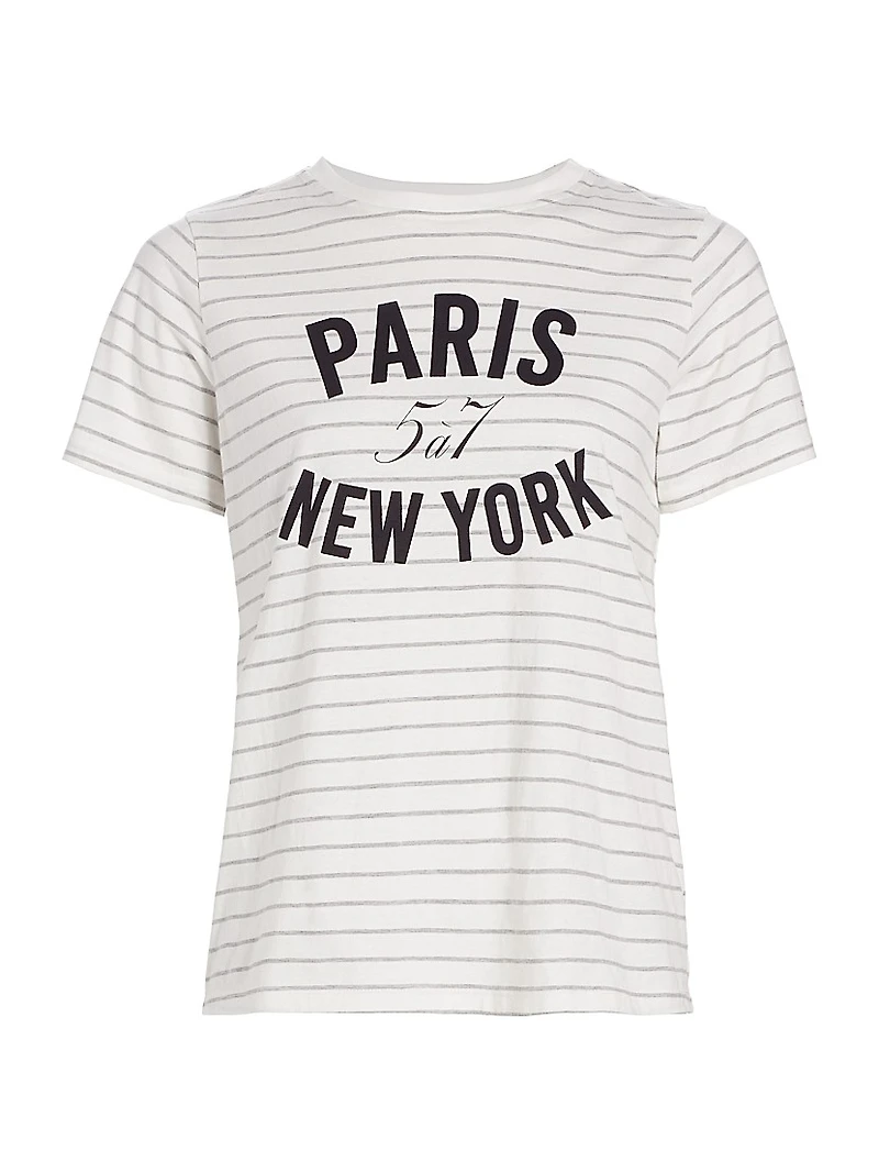 Melangé Stripe Paris New York T-Shirt