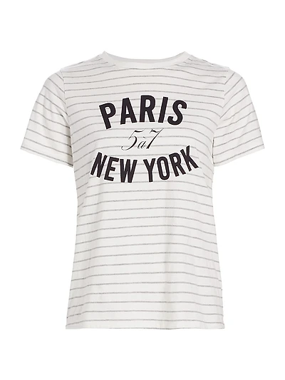 Melangé Stripe Paris New York T-Shirt