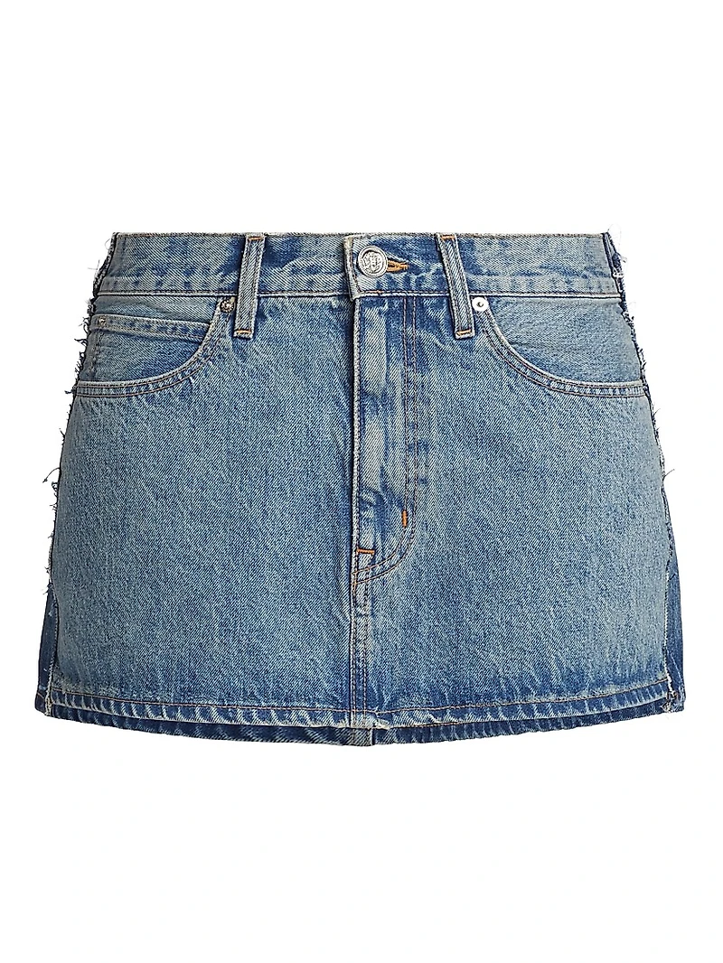 Deconstructed Two-Tone Denim Miniskirt