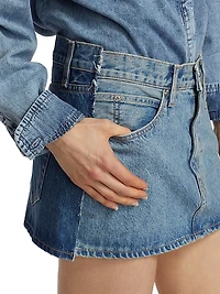 Deconstructed Two-Tone Denim Miniskirt