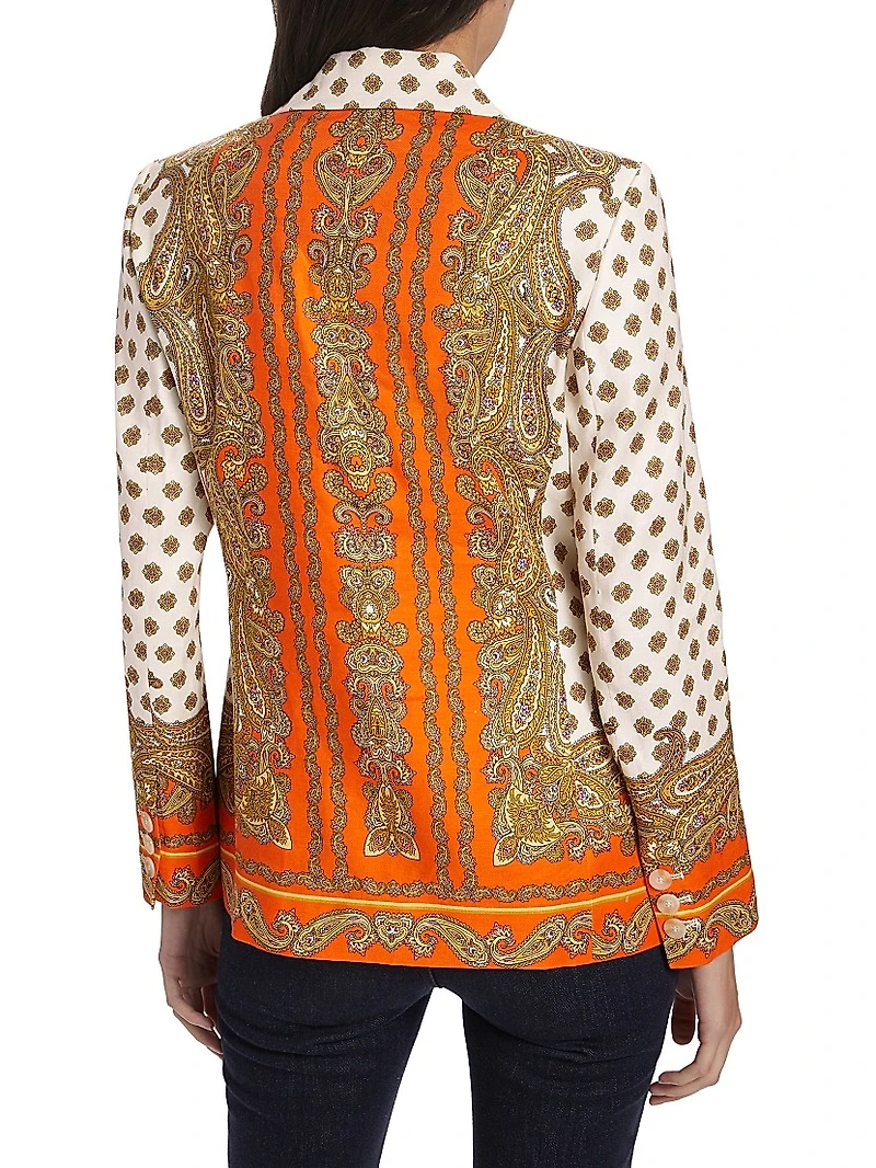 Karter Paisley Linen-Blend Blazer