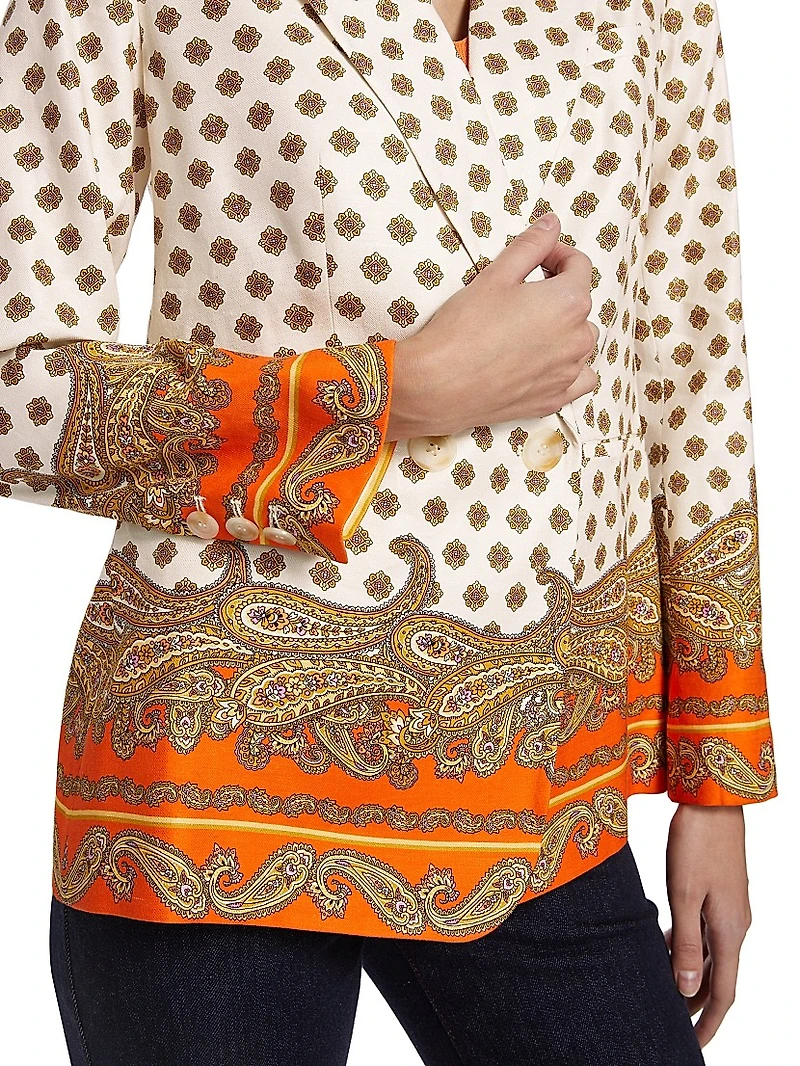 Karter Paisley Linen-Blend Blazer