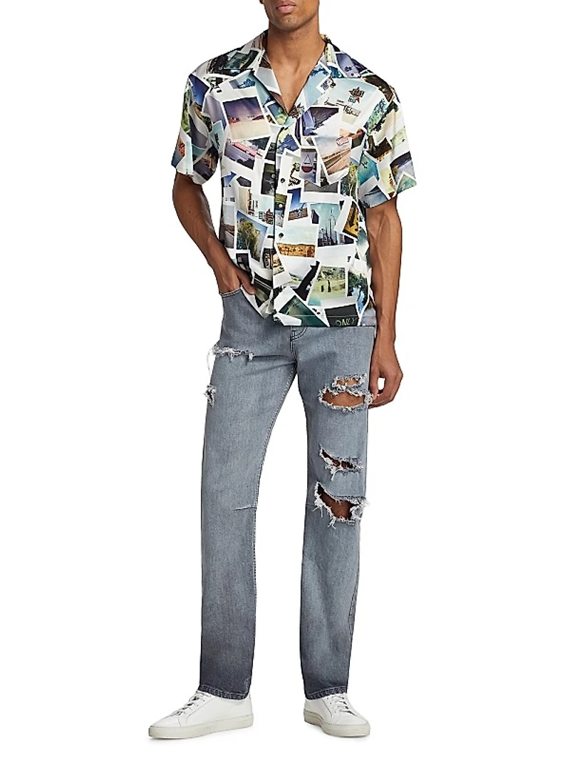 Collage Silk Camp Shirt