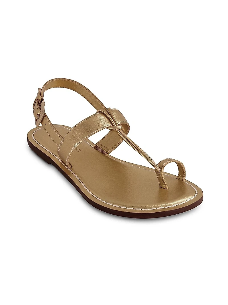 Maverick 2 Metallic Leather Toe Ring Sandals