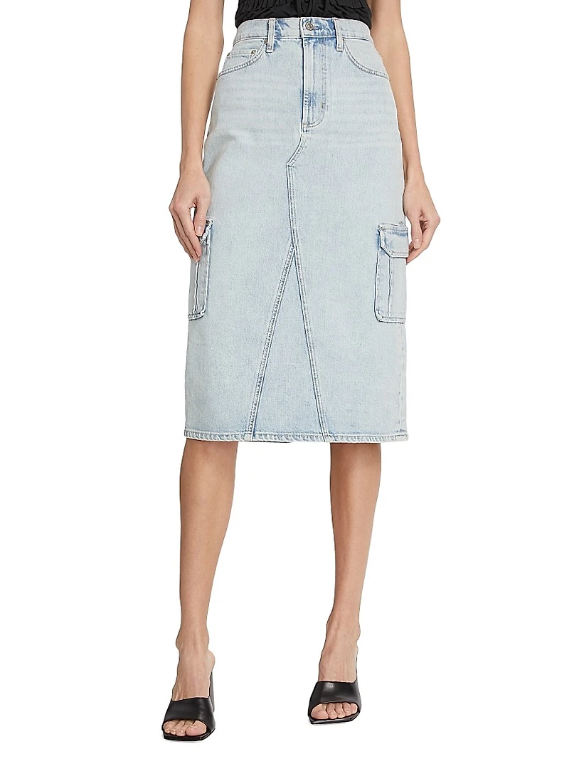 Highland Stretch Denim Midi-Skirt