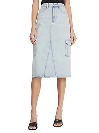 Highland Stretch Denim Midi-Skirt