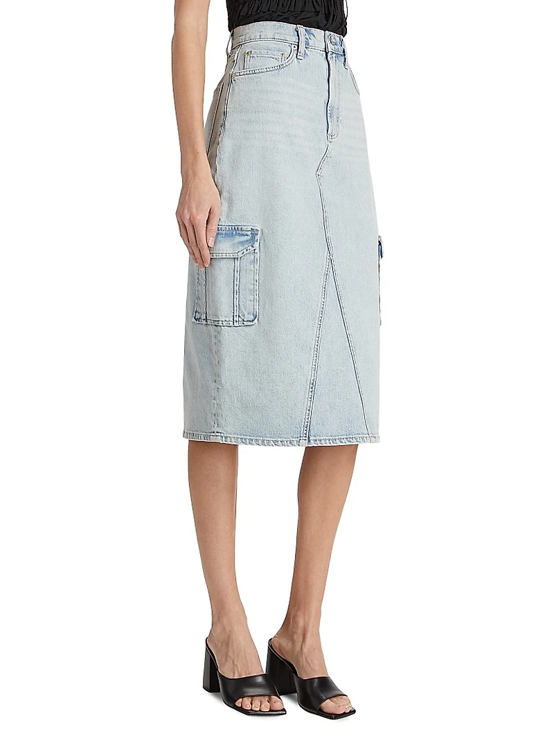 Highland Stretch Denim Midi-Skirt