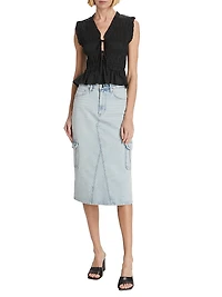 Highland Stretch Denim Midi-Skirt