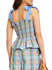 Sunshine Plaid Smocked Top