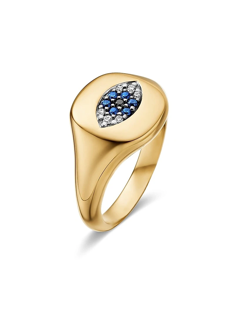 Cable Collectibles Evil Eye Pinky Ring 18K Yellow Gold