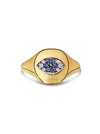 Cable Collectibles Evil Eye Pinky Ring 18K Yellow Gold