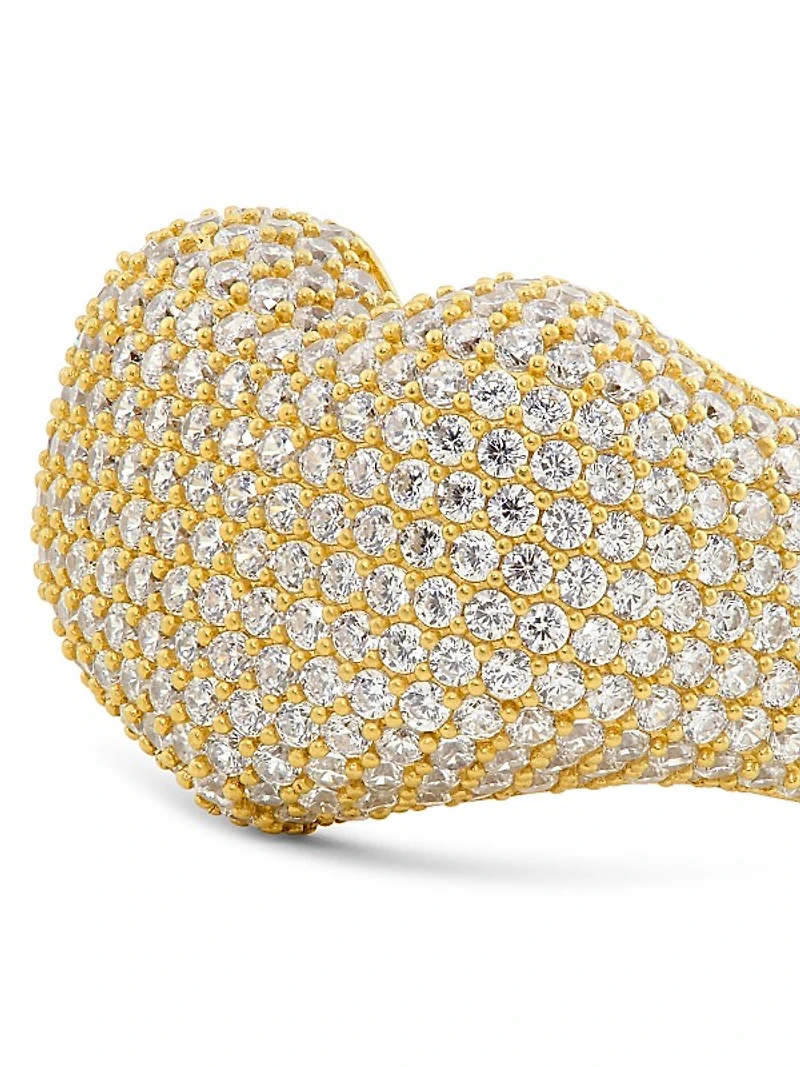 Puffy Heart 18K Gold-Plated & Cubic Zirconia Ring