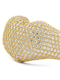 Puffy Heart 18K Gold-Plated & Cubic Zirconia Ring