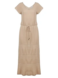 Nova Pointelle Drawstring-Waist Maxi Dress