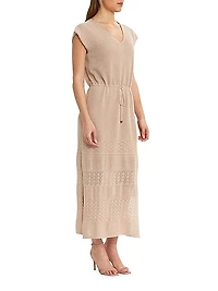 Nova Pointelle Drawstring-Waist Maxi Dress