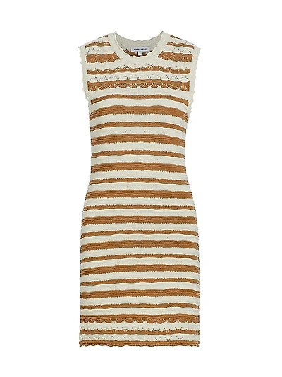 Templeton Crochet-Knit Striped Minidress