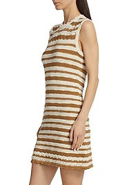 Templeton Crochet-Knit Striped Minidress