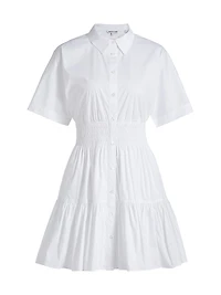 Greta Smocked Poplin Mini Shirtdress