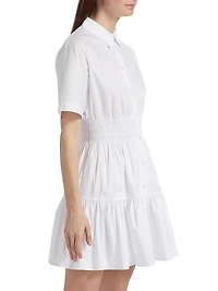 Greta Smocked Poplin Mini Shirtdress