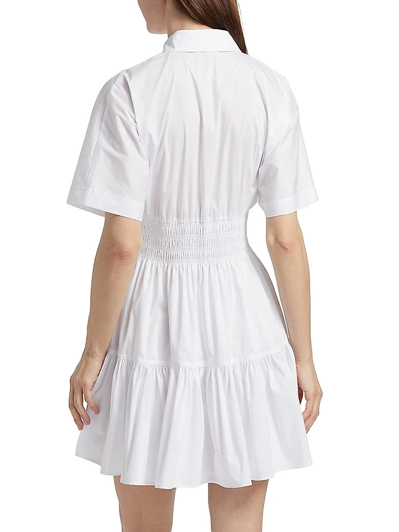 Greta Smocked Poplin Mini Shirtdress