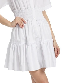 Greta Smocked Poplin Mini Shirtdress