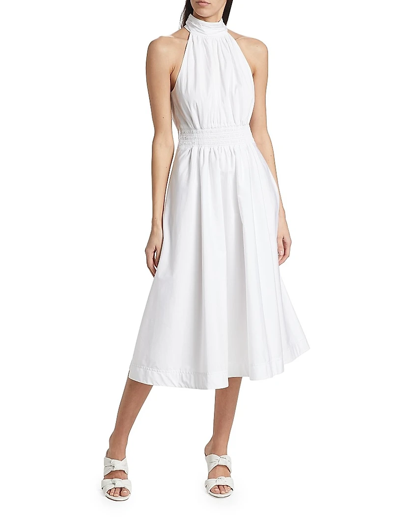 Kinny Cotton-Blend Halter Midi-Dress