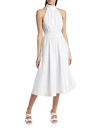 Kinny Cotton-Blend Halter Midi-Dress