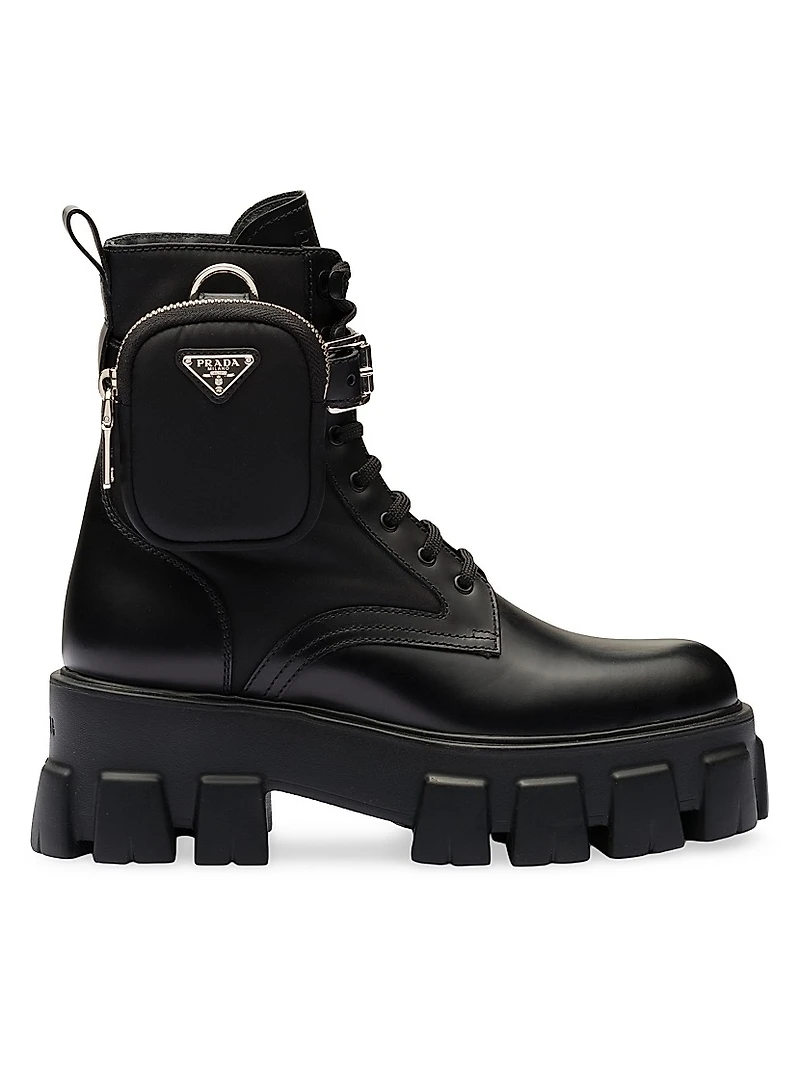 Monolith Leather and Re-Nylon Boots with Pouch