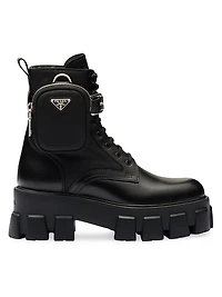 Monolith Leather and Re-Nylon Boots with Pouch