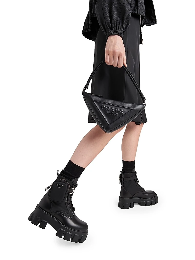 Monolith Leather and Re-Nylon Boots with Pouch