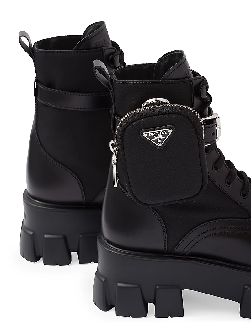 Monolith Leather and Re-Nylon Boots with Pouch