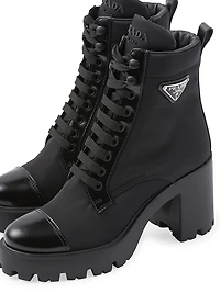 Re-Nylon and Leather Booties