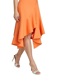 Ruffled Stretch-Wool Midi-Dress