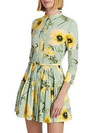 Poppies Stretch-Cotton Belted Tiered Minidress