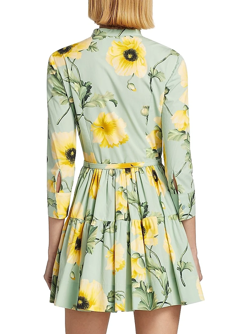 Poppies Stretch-Cotton Belted Tiered Minidress