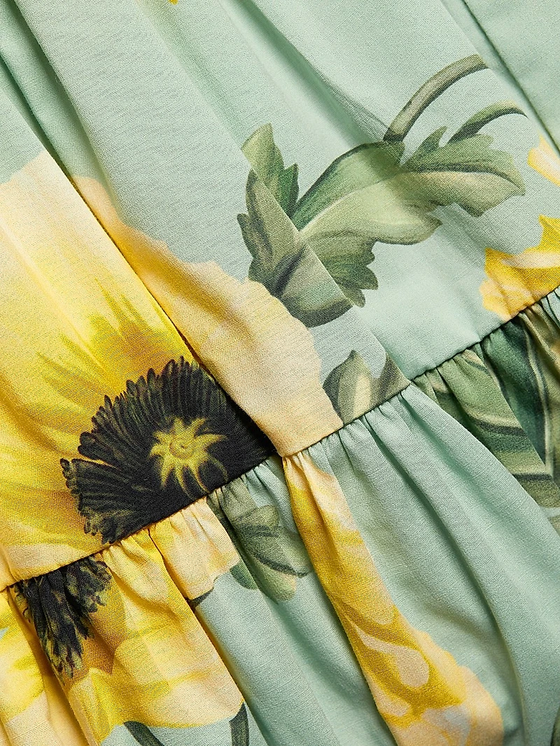 Poppies Stretch-Cotton Belted Tiered Minidress