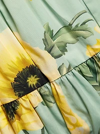 Poppies Stretch-Cotton Belted Tiered Minidress