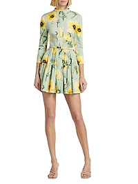 Poppies Stretch-Cotton Belted Tiered Minidress