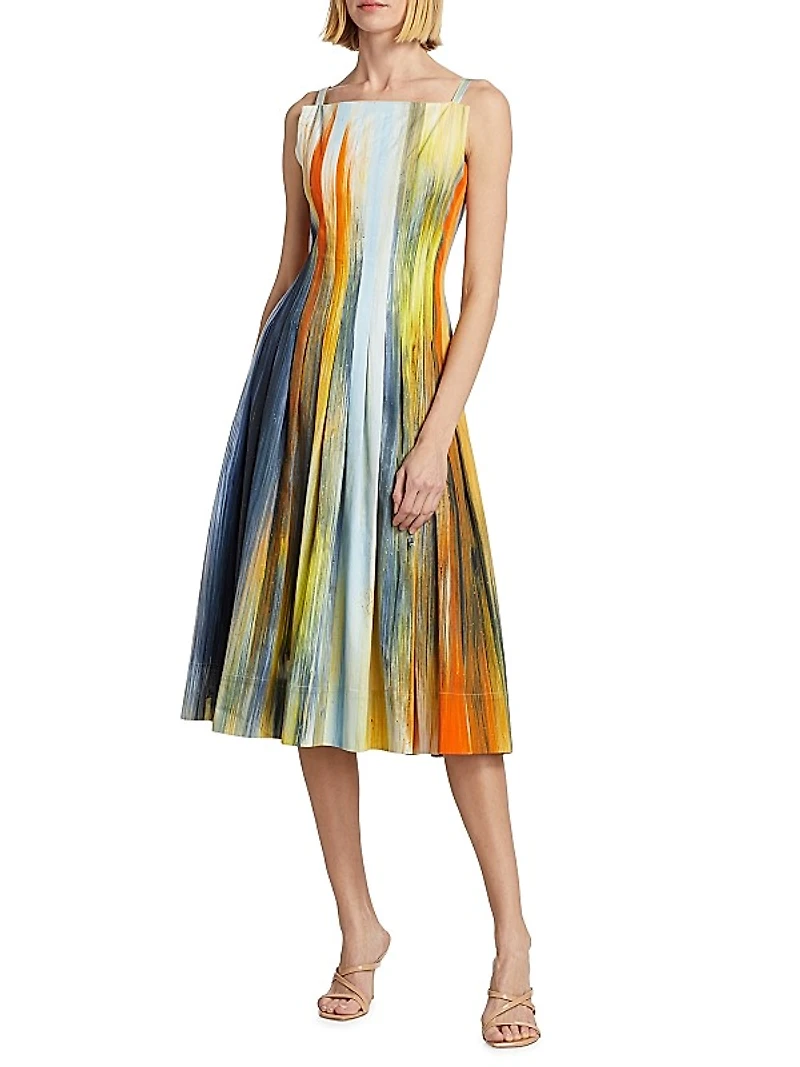 Abstract Fit & Flare Midi-Dress