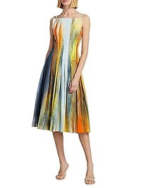 Abstract Fit & Flare Midi-Dress