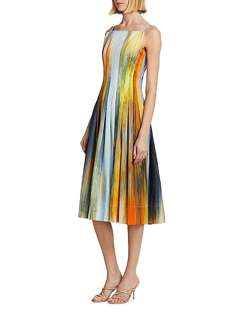 Abstract Fit & Flare Midi-Dress