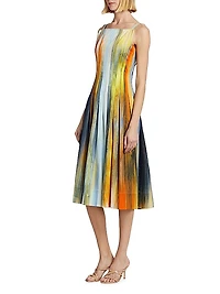 Abstract Fit & Flare Midi-Dress
