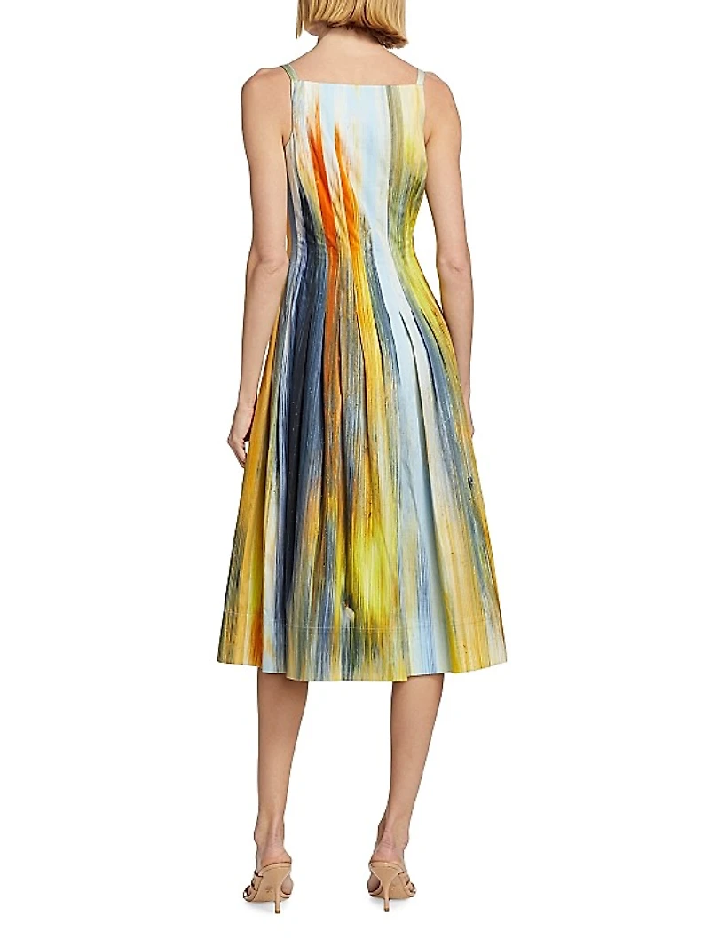 Abstract Fit & Flare Midi-Dress