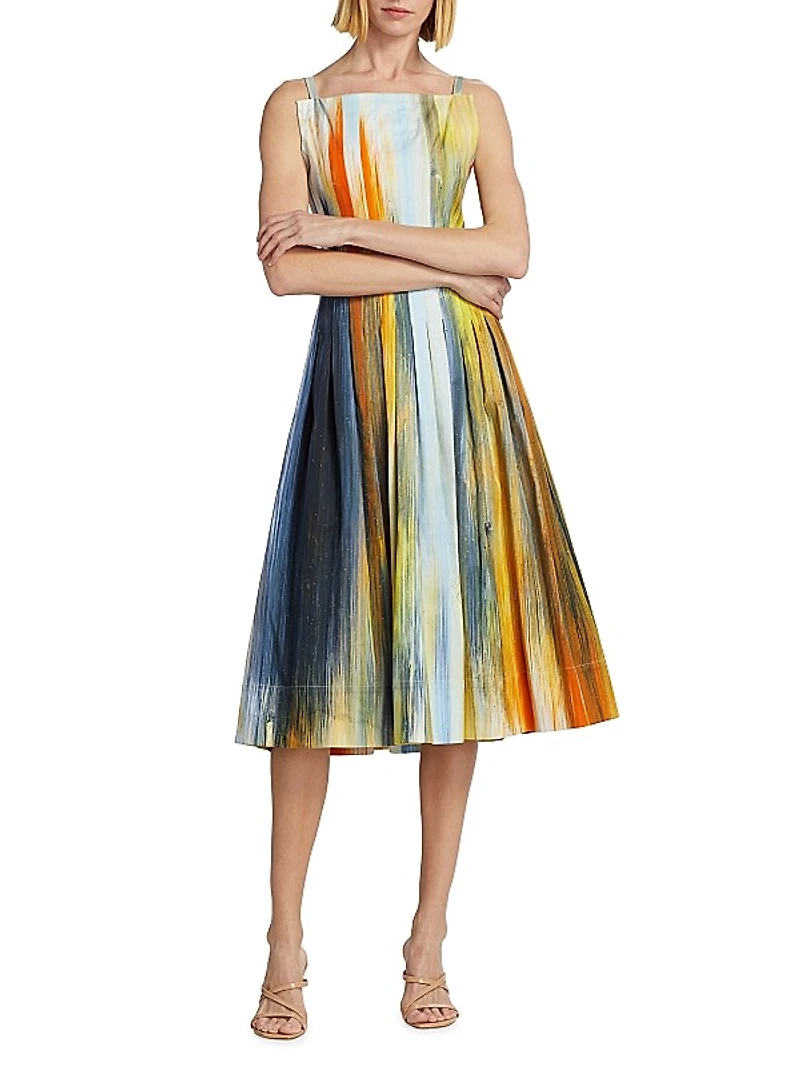 Abstract Fit & Flare Midi-Dress
