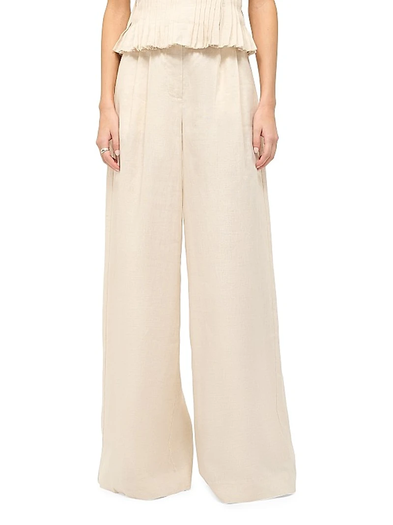 Luisa Linen Wide-Leg Trousers
