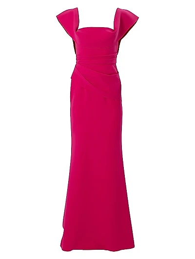 Ruched Square-Neck Gown